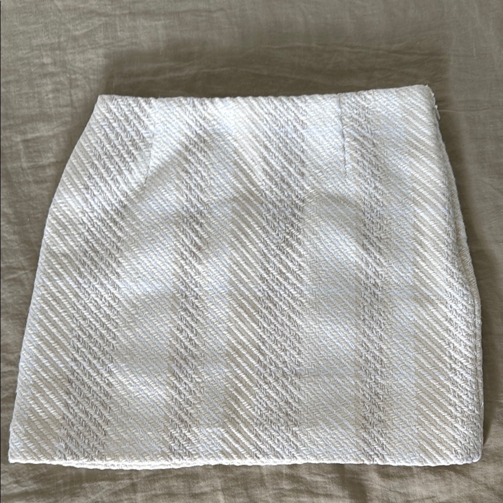 H&M White Ribbed Mini Pencil Skirt